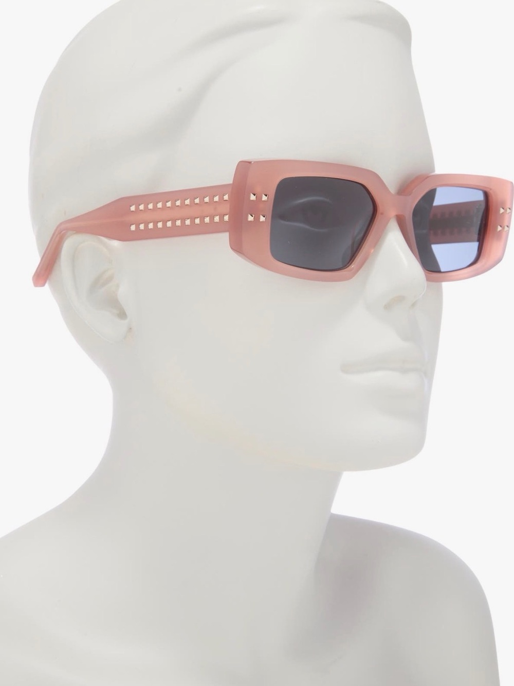 Valentino Mauve Rectangular Sunglasses with Gold Studs